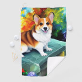 Corgi in de Garden Golf Towel Golfhanddoek (Insitu)