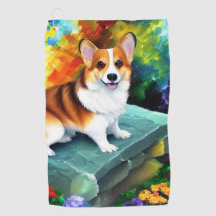 Corgi in de Garden Golf Towel