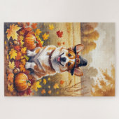 Corgi in de herfst verlaat Thanksgiving kunst Legpuzzel (Horizontaal)