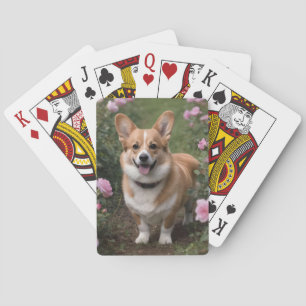 Corgi in de roze rozen, pokerkaarten
