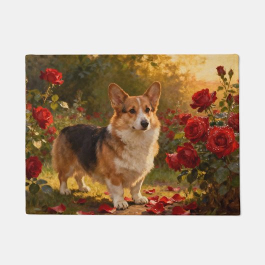 Corgi in de Rozen V Deurmat (Voorkant)