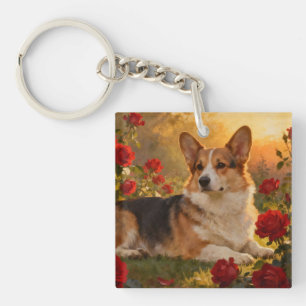 Corgi in de Rozen VI Sleutelhanger