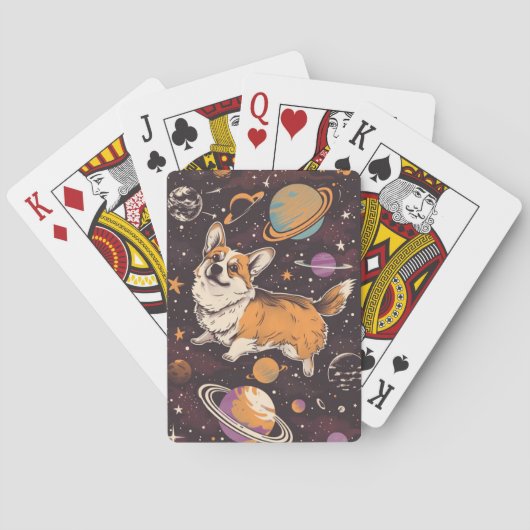 Corgi in de ruimte pokerkaarten (Achterkant)