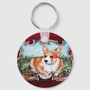 Corgi in de tuin! sleutelhanger