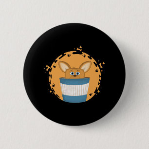Corgi in een koffie mok ronde button 5,7 cm