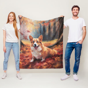 Corgi in herfstbladeren Herfst Inspire Fleece Deken