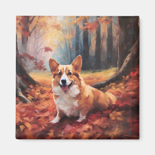 Corgi in herfstbladeren Herfst Inspire Magneet (Voorkant)