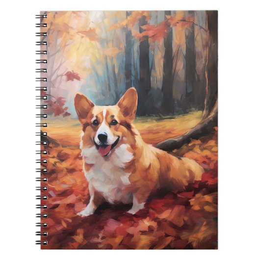 Corgi in herfstbladeren Herfst Inspire Notitieboek (Voorkant)