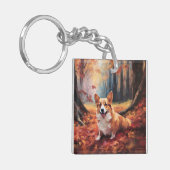 Corgi in herfstbladeren Herfst Inspire Sleutelhanger (Voorkant Links)
