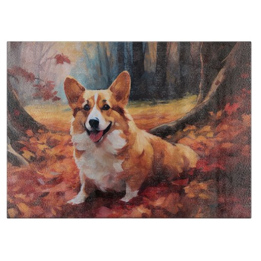 Corgi in herfstbladeren Herfst Inspire Snijplank (Voorkant)