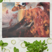 Corgi in herfstbladeren Herfst Inspire Theedoek (Gevouwen)