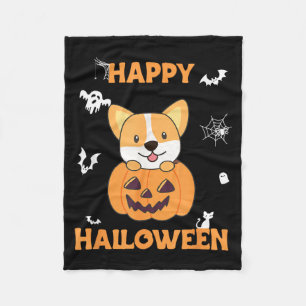 Corgi in Pompoen Honden Gelukkig Halloween Fleece Deken