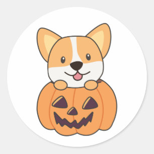 Corgi In Pompoen Leuke Honden Gelukkige Halloween  Ronde Sticker
