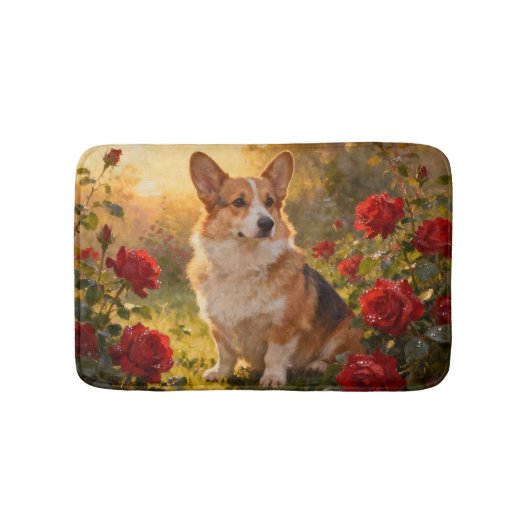Corgi in the Roses III Badmat (Voorkant)