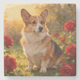 Corgi in the Roses III Stenen Onderzetter