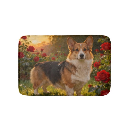 Corgi in the Roses IV Badmat (Voorkant)