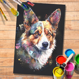 Corgi in Waterverf 2 Decoupage papier