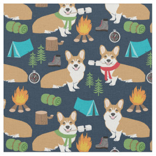 corgi kamperen buitenshuis marineblauw stof
