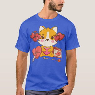 Corgi Kawaii Valentijnsdag Cute Doggie Puppy VDay T-shirt
