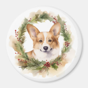 Corgi Kerst Krans Festieve Pup Magneet