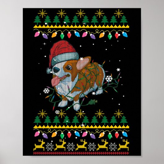 Corgi-kerstakerlichten Poster (Voorkant)