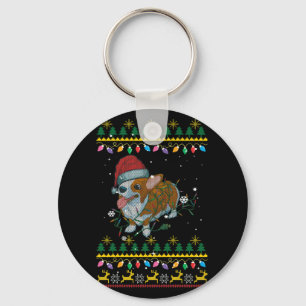 Corgi-kerstakerlichten Sleutelhanger