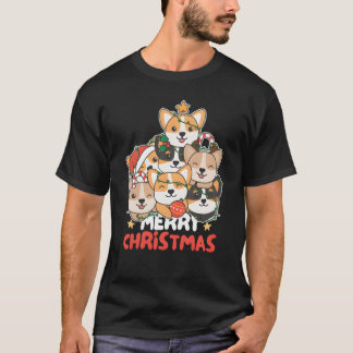 Corgi Kerstboom Vrolijk kerstcadeau T-shirt