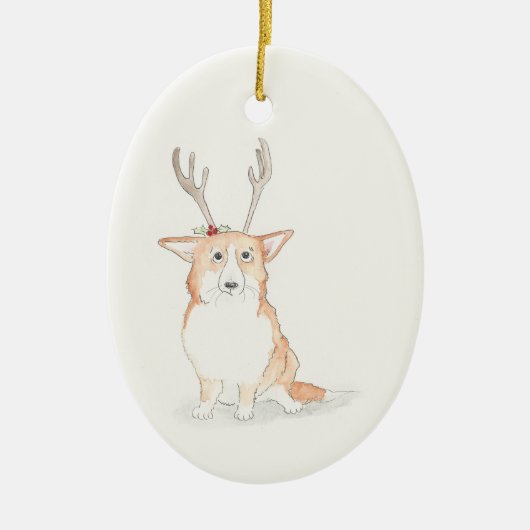Corgi-kerstboomornament Keramisch Ornament (Voorkant)