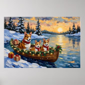 Corgi Kerstboot Vakantie Poster (Voorkant)