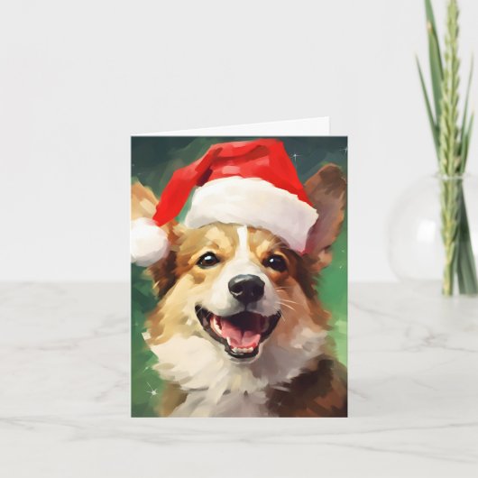 Corgi Kerstborstel schilderen kunstwerk Kaart (Voorkant)