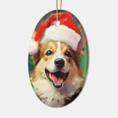 Corgi Kerstborstel schilderen kunstwerk Keramisch Ornament (Links)