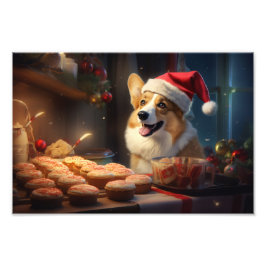 Corgi Kerstkoekjes Feestelijke vakantie Foto Afdruk