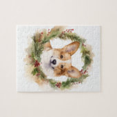Corgi Kerstkrans feestelijke pup Legpuzzel (Horizontaal)