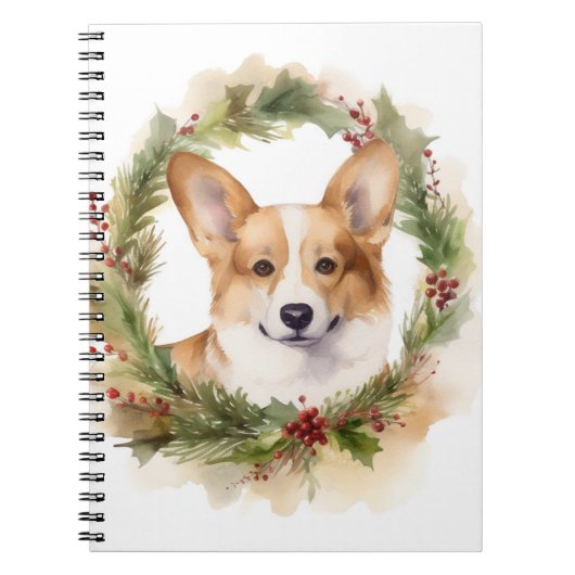 Corgi Kerstkrans feestelijke pup Notitieboek (Voorkant)