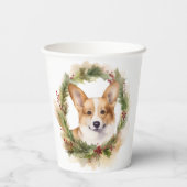 Corgi Kerstkrans feestelijke pup Papieren Bekers (Achterkant)