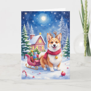 Corgi Kerstman Rendier Kerstvakantie Hond Kaart