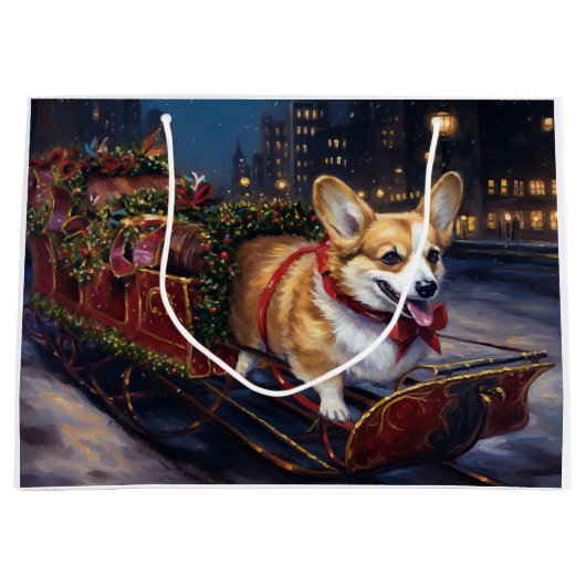 Corgi Kerstmis Feestelijk Seizoen Groot Cadeauzakje (Voorkant)