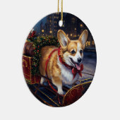 Corgi Kerstmis Feestelijk Seizoen Keramisch Ornament (Rechts)