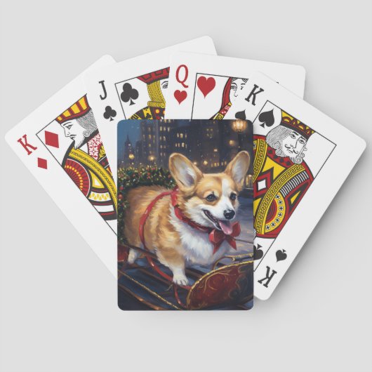 Corgi Kerstmis Feestelijk Seizoen Pokerkaarten (Achterkant)