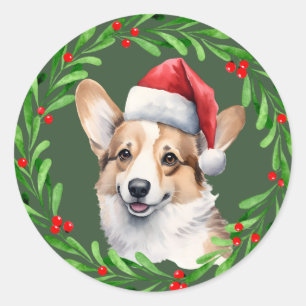 Corgi Kerstmis Hond Puppy Mailing Ronde Sticker