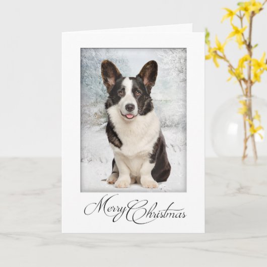 Corgi Kerstmis Kaart (Gele Bloem)
