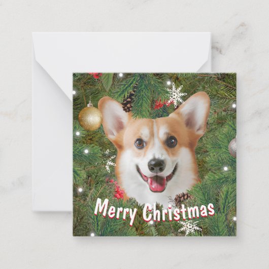 Corgi Kerstmis Notitiekaartje (Voorkant)