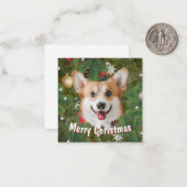 Corgi Kerstmis Notitiekaartje (Voorkant / Achterkant in situ)