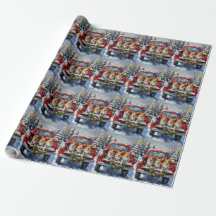 Corgi Kerstmis Rode Truck Vakantie Cadeaupapier