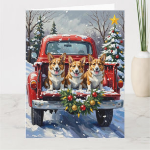Corgi Kerstmis Rode Truck Vakantie Kaart