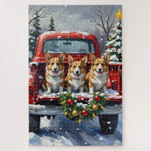 Corgi Kerstmis Rode Truck Vakantie Legpuzzel