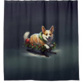 Corgi Kerstmis sneeuw winter Douchegordijn (Voorkant)