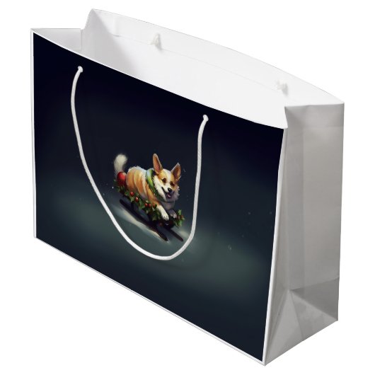 Corgi Kerstmis sneeuw winter Groot Cadeauzakje (Achterkant Gekanteld)