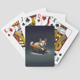 Corgi Kerstmis sneeuw winter Pokerkaarten