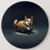 Corgi Kerstmis sneeuw winter Ronde Button 6,0 Cm (Voorkant)